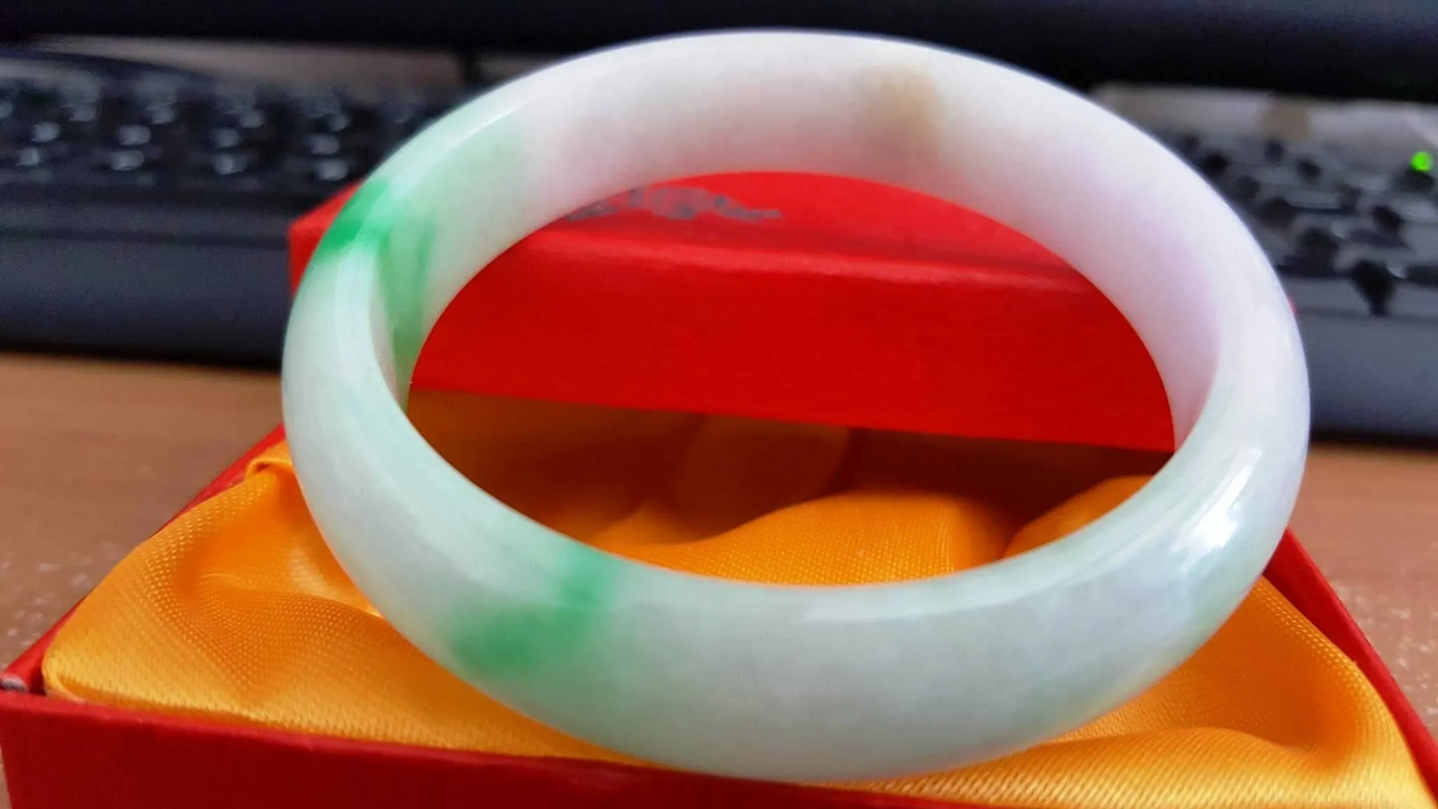 10% OFF- 56/57/58 mm Certified Natural 3 Color Jadeite Emerald A Jade HandCarved Bracelet Bangle A517