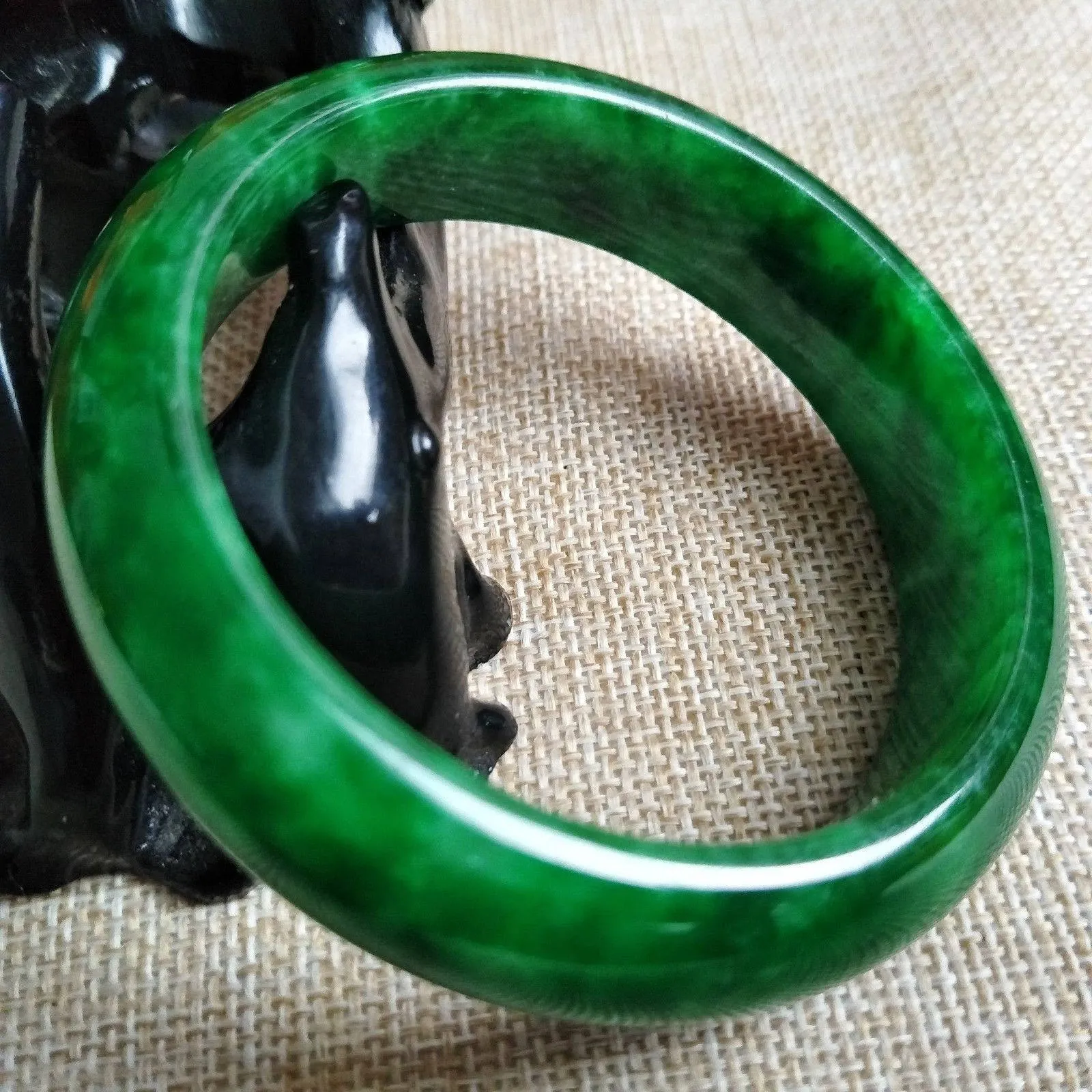 10% OFF- 56/57/58 mm Certified Natural Jadeite Emerald A Jade HandCarved Bracelet Bangle A218