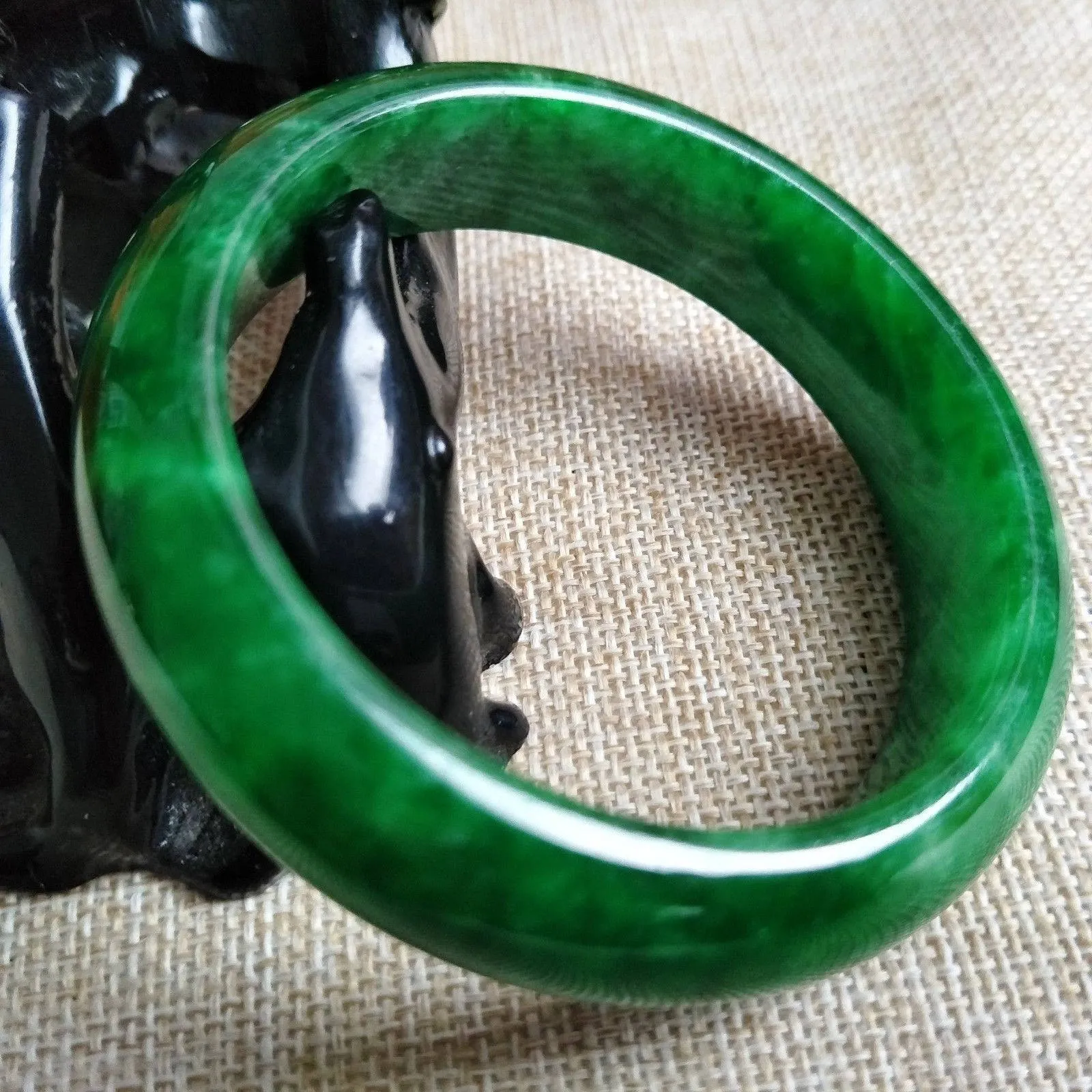 10% OFF- 56/57/58 mm Certified Natural Jadeite Emerald A Jade HandCarved Bracelet Bangle A218