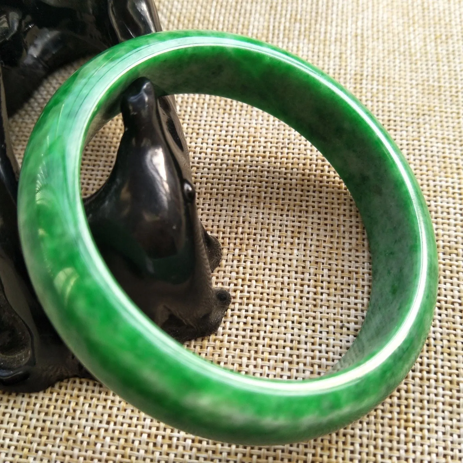 10% OFF- 56/57/58 mm Certified Natural Jadeite Emerald A Jade HandCarved Bracelet Bangle Z540
