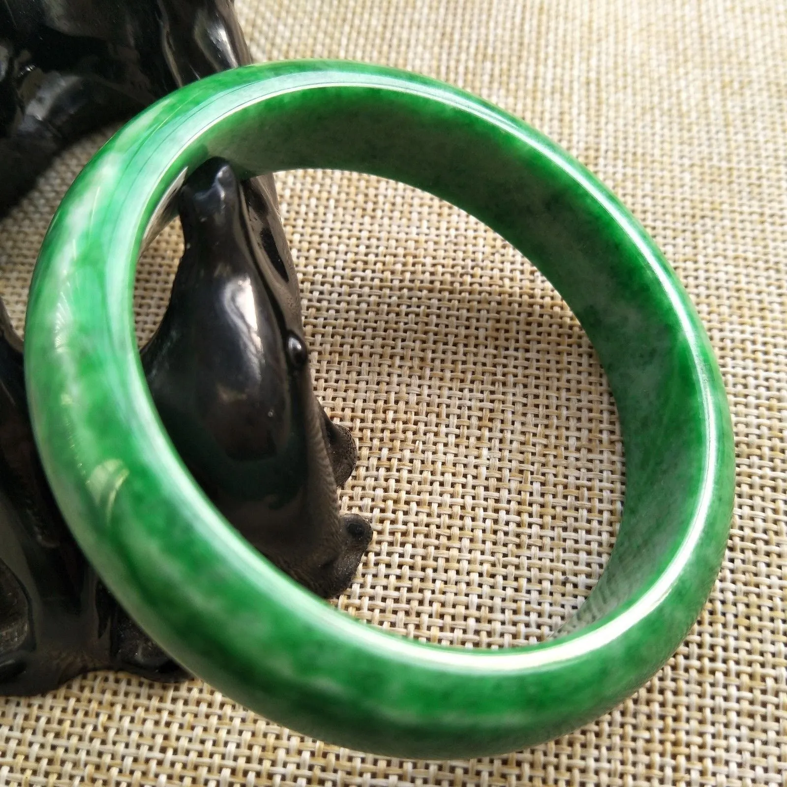 10% OFF- 56/57/58 mm Certified Natural Jadeite Emerald A Jade HandCarved Bracelet Bangle Z540