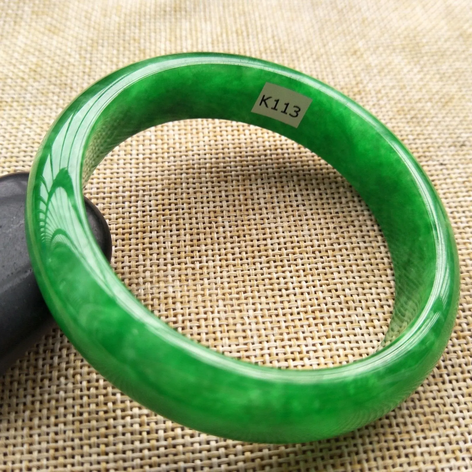 10% OFF- 56/57/58 mm Certified Natural Jadeite Emerald A*Jade Handcarved Bangle K113