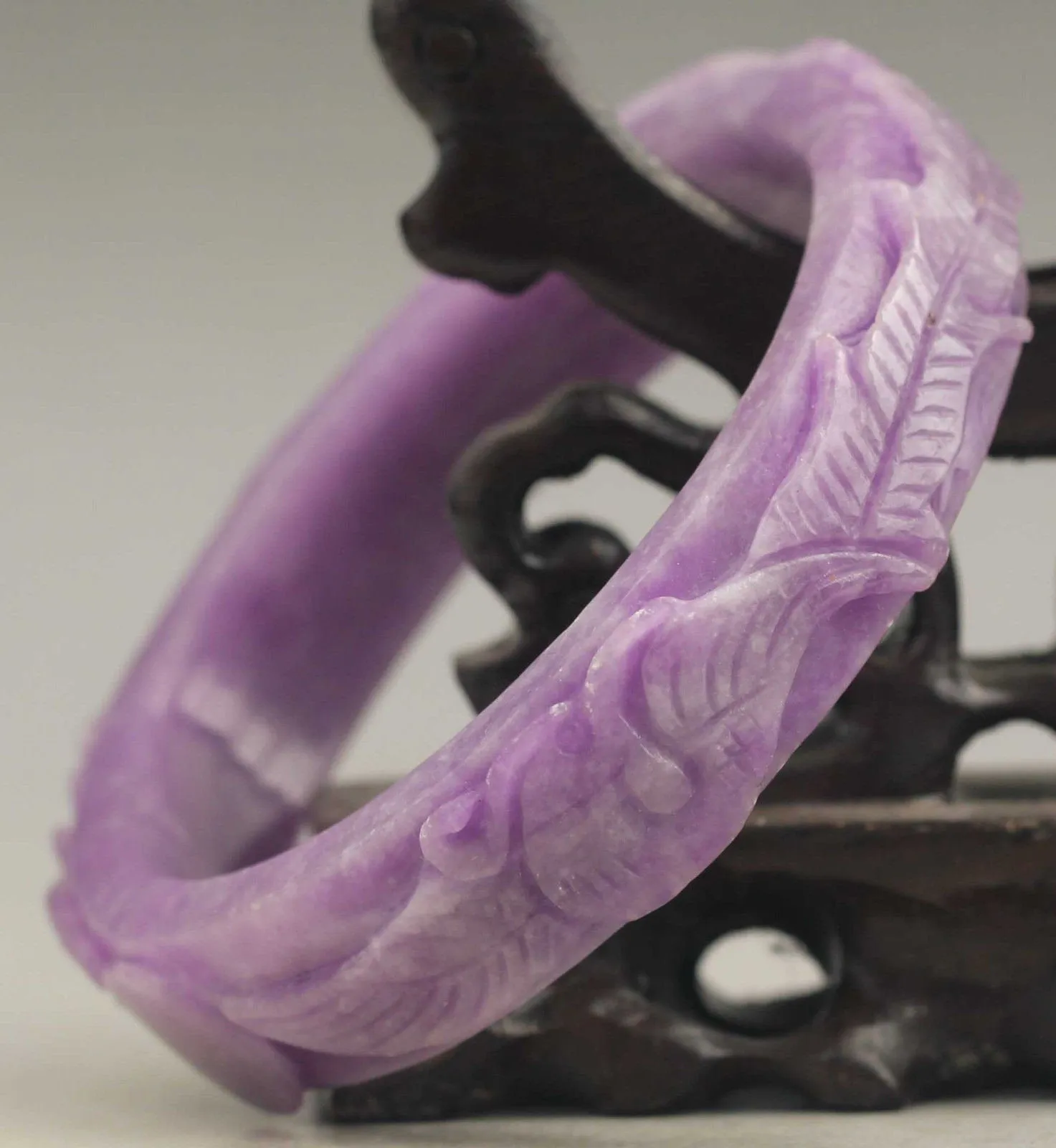 10% OFF- 56/57/58 mm Certified Natural Jadeite Emerald A*Jade Handcarved Dragon Phenix Bangle NO.C885