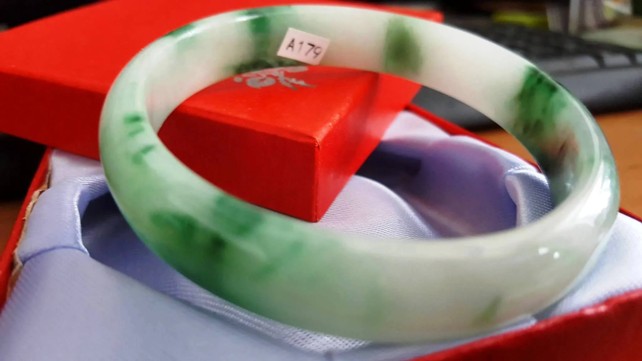 10% OFF- 56/57/58 mm Certified Natural Jadeite Emerald Jade Bangle《Grade A》A179