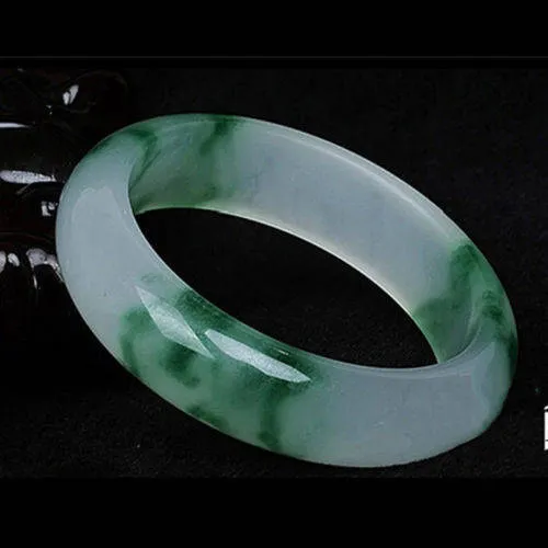 10% OFF- 56/57/58mm Certified Natural Ice Jadeite Emerald A*Jade Handcarved Bangle A1940