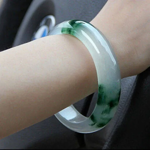 10% OFF- 56/57/58mm Certified Natural Ice Jadeite Emerald A*Jade Handcarved Bangle A1940