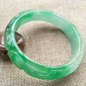 10% OFF- 56/57/58mm Certified Natural Jadeite Emerald A Jade Handcarved Dragon Bangle K138