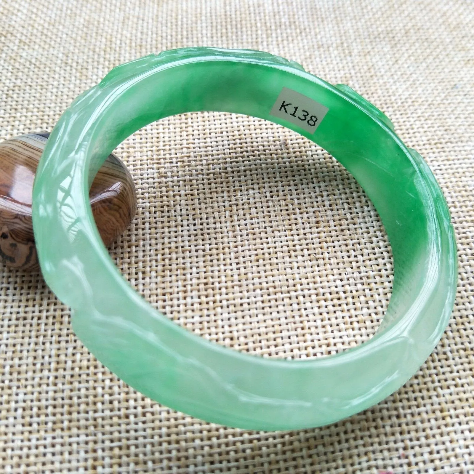 10% OFF- 56/57/58mm Certified Natural Jadeite Emerald A Jade Handcarved Dragon Bangle K138