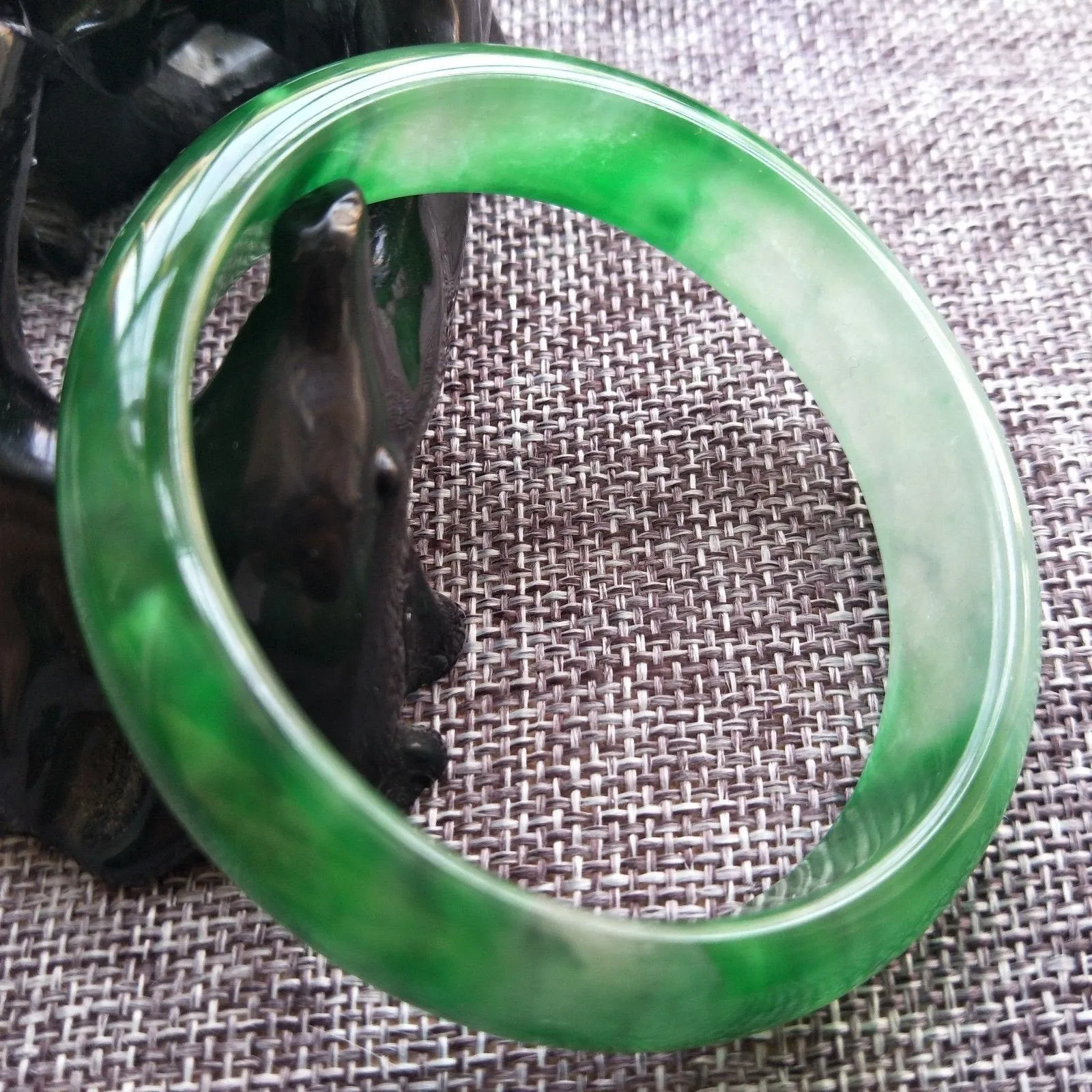 10% OFF- 56/57/58mm Certified Natural Jadeite Emerald A*Jade HandCarved Bangle X561
