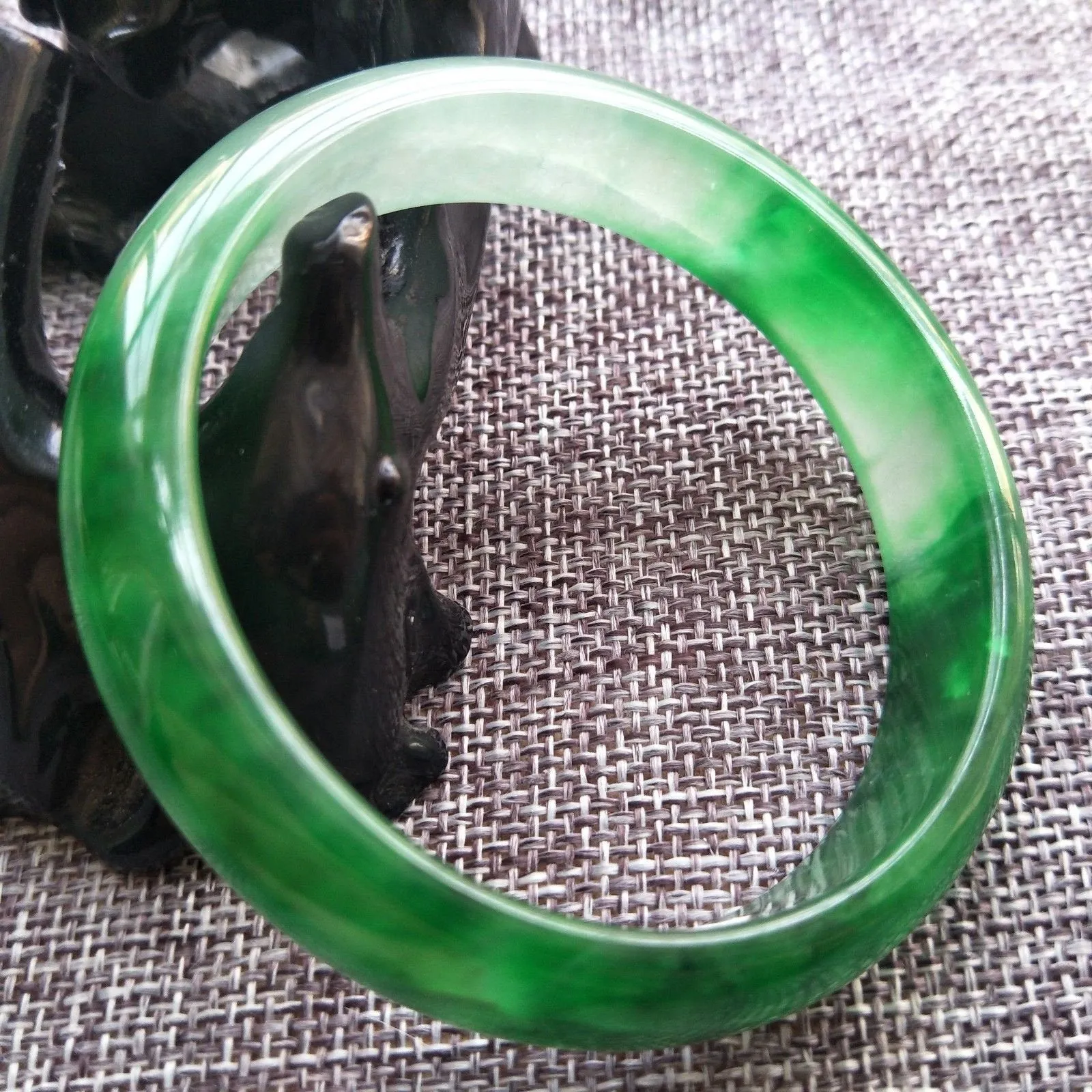 10% OFF- 56/57/58mm Certified Natural Jadeite Emerald A*Jade HandCarved Bangle X561