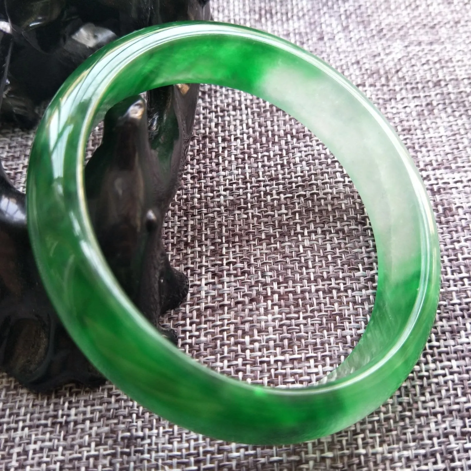 10% OFF- 56/57/58mm Certified Natural Jadeite Emerald A*Jade HandCarved Bangle X561