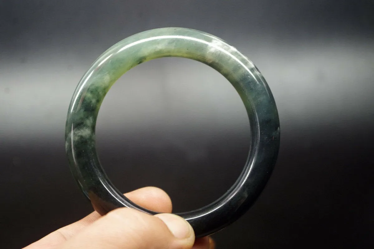 10% OFF- 56/57/58mm Certified Natural Jadeite Emerald A*Jade HandCarved Round Bangle A-256