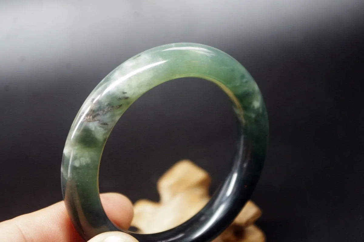 10% OFF- 56/57/58mm Certified Natural Jadeite Emerald A*Jade HandCarved Round Bangle A-256