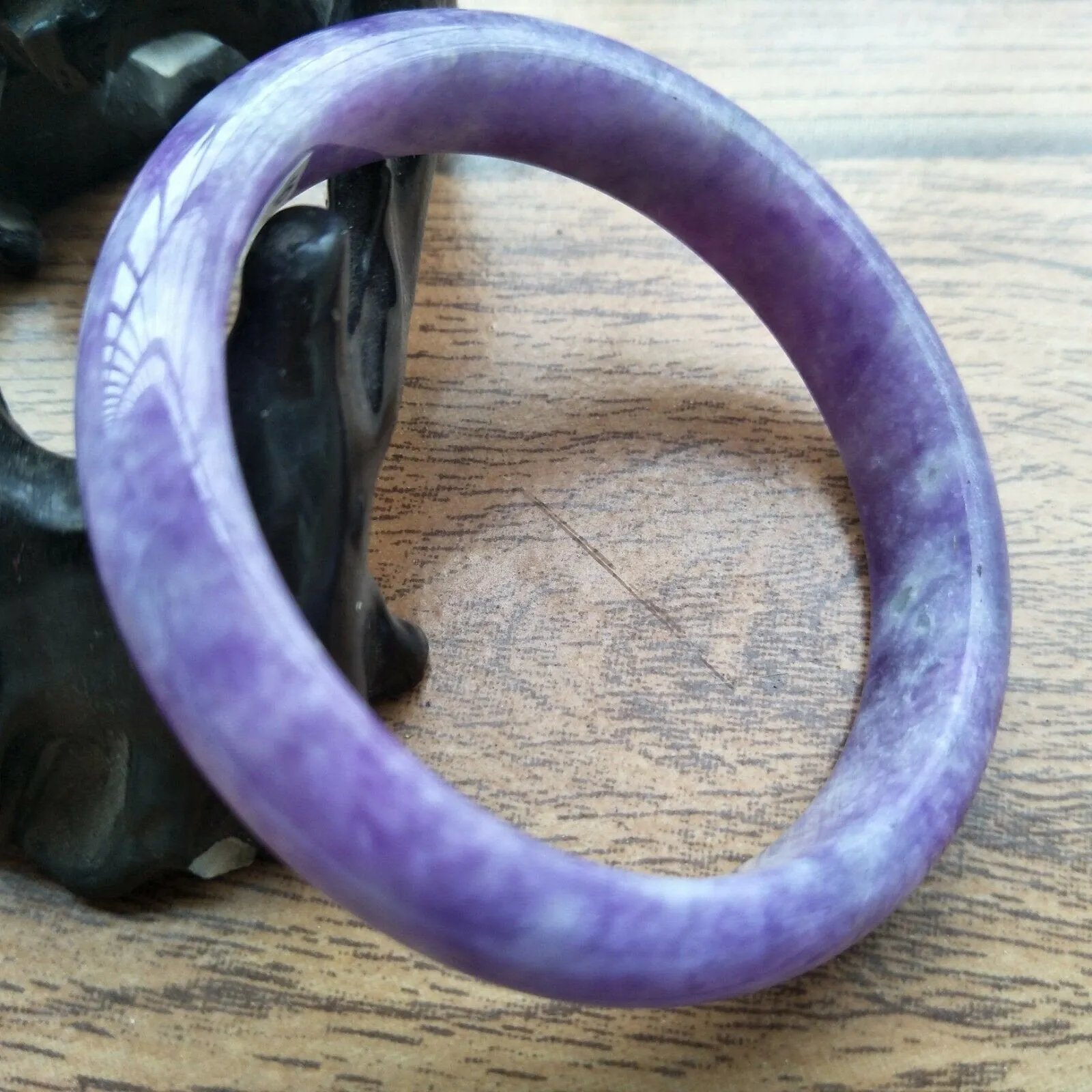 10% OFF- 56/57/58mm Certified Natural Purple Jadeite Emerald A*Jade HandCarved Bangle A206