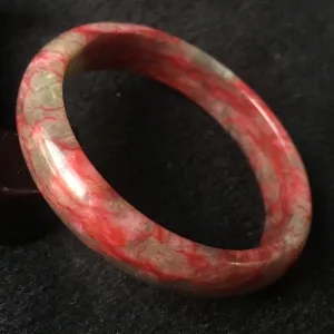 10% OFF- 56/57/58mm Certified Natural Red Peach Blossom Emerald A*Jade HandCarved Bangle A008