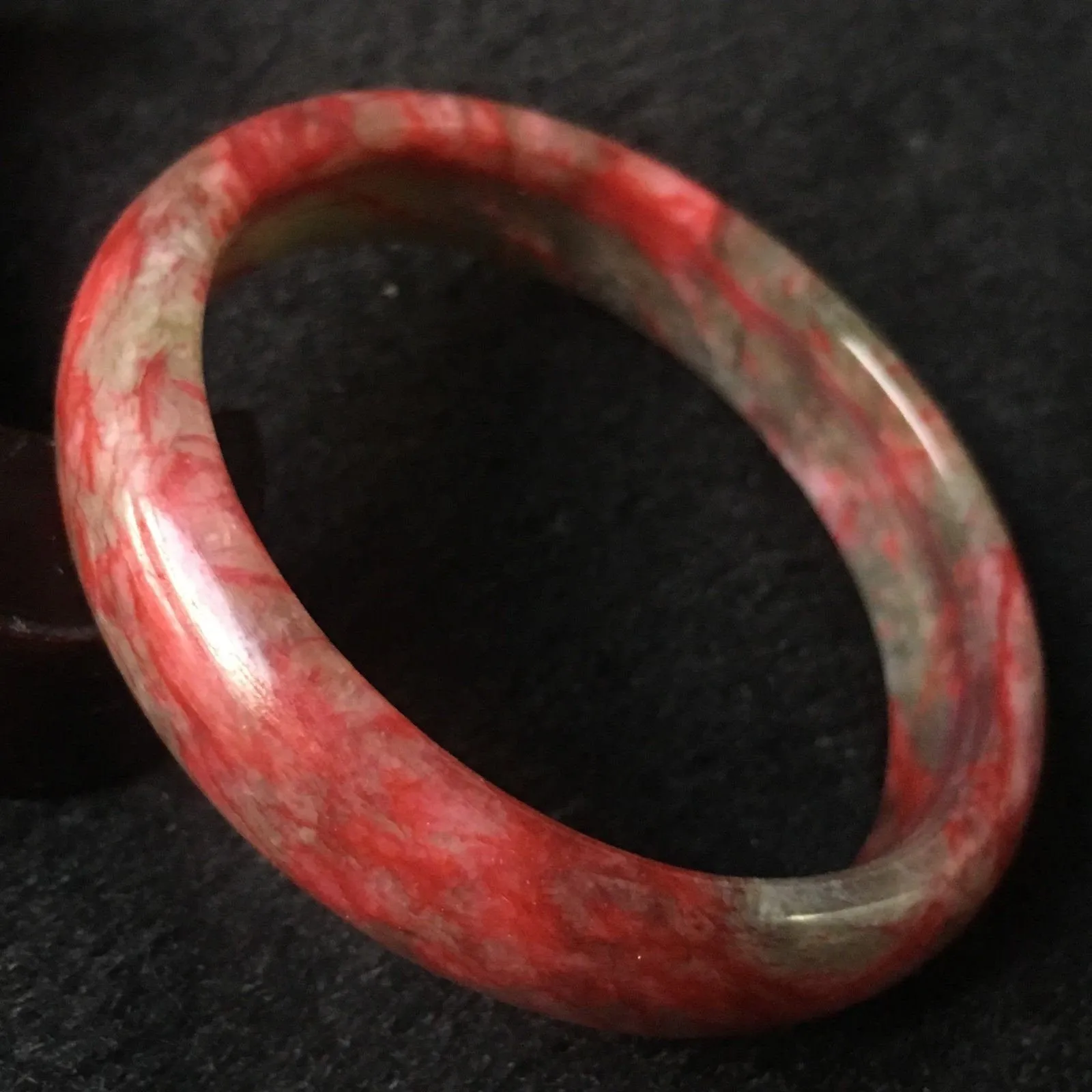 10% OFF- 56/57/58mm Certified Natural Red Peach Blossom Emerald A*Jade HandCarved Bangle A008