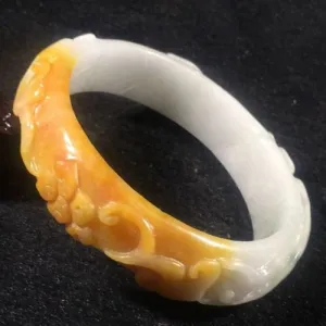 10% OFF- 56/57/58mm Certified Natural Red Yellow White Jadeite Emerald A*Jade HandCarved Bamboo Bangle A032