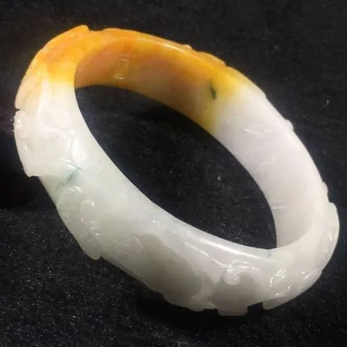 10% OFF- 56/57/58mm Certified Natural Red Yellow White Jadeite Emerald A*Jade HandCarved Bamboo Bangle A032