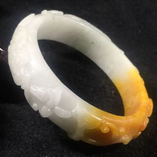 10% OFF- 56/57/58mm Certified Natural Red Yellow White Jadeite Emerald A*Jade HandCarved Bamboo Bangle A032