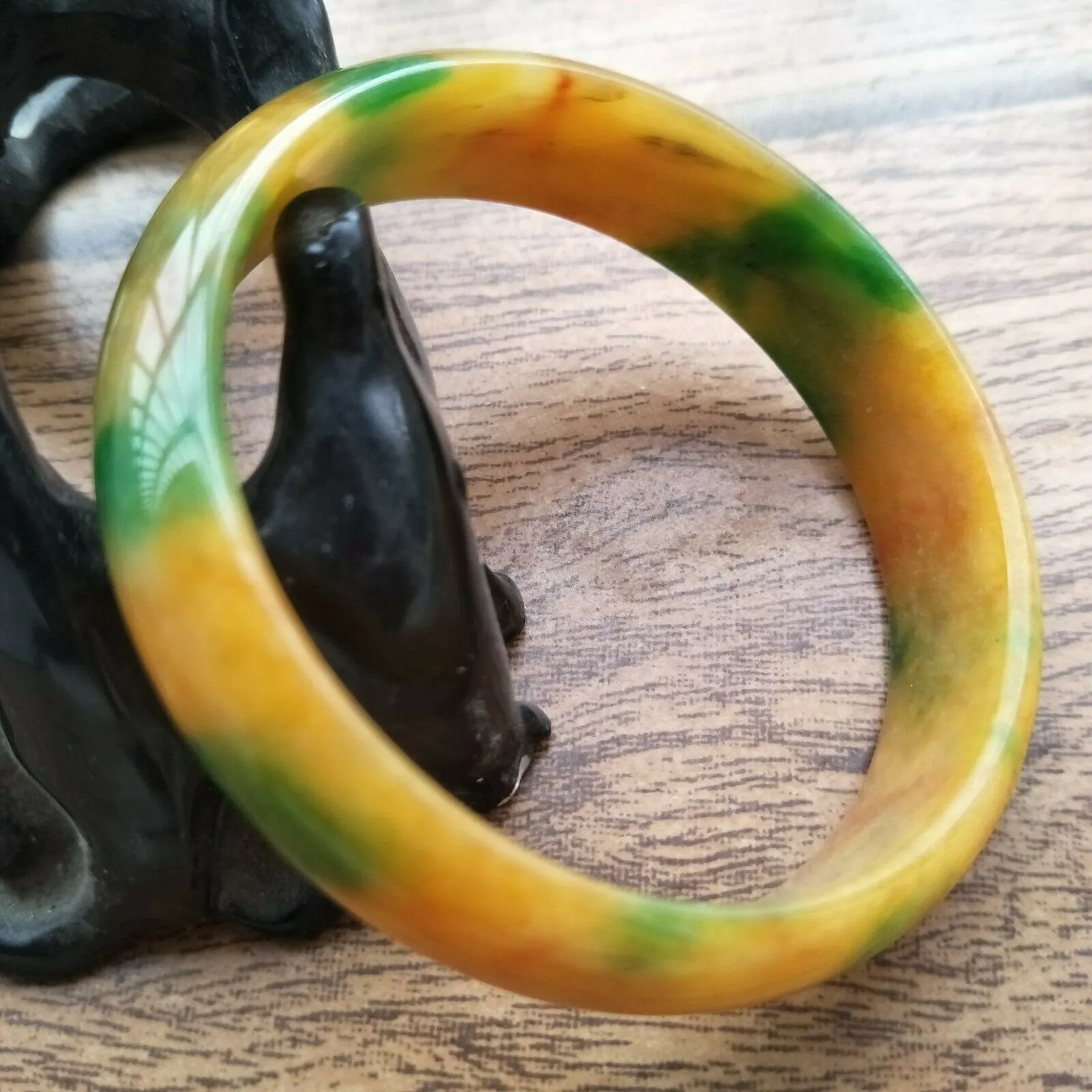 10% OFF- 56/57/58mm Certified Natural Yellow Green Jadeite Emerald A*Jade HandCarved Bangle A205