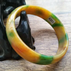 10% OFF- 56/57/58mm Certified Natural Yellow Green Jadeite Emerald A*Jade HandCarved Bangle A205