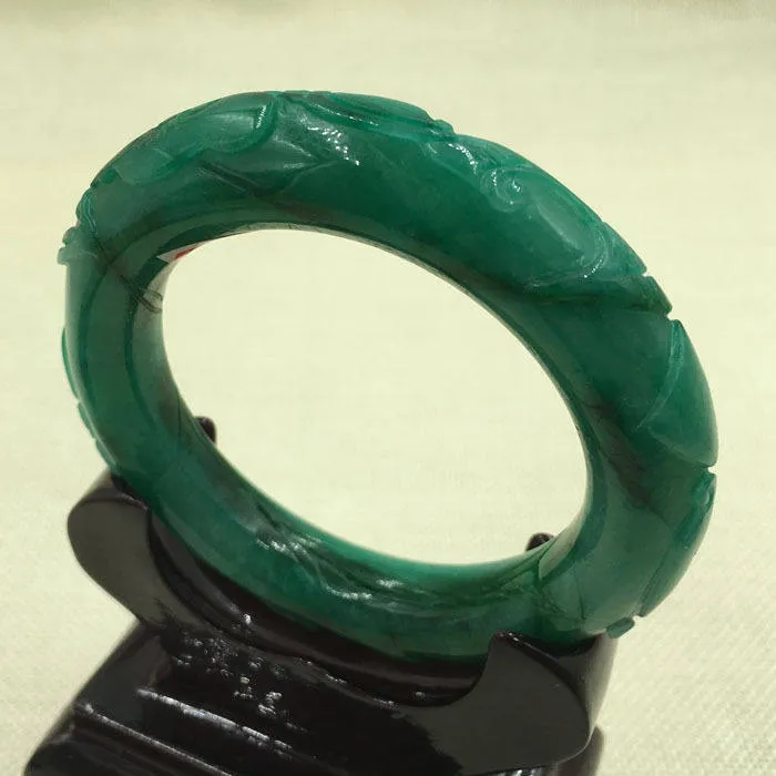 10% OFF- 57 mm-Certified Natural Jadeite Emerald Jade Bangle《Grade A》A-2032
