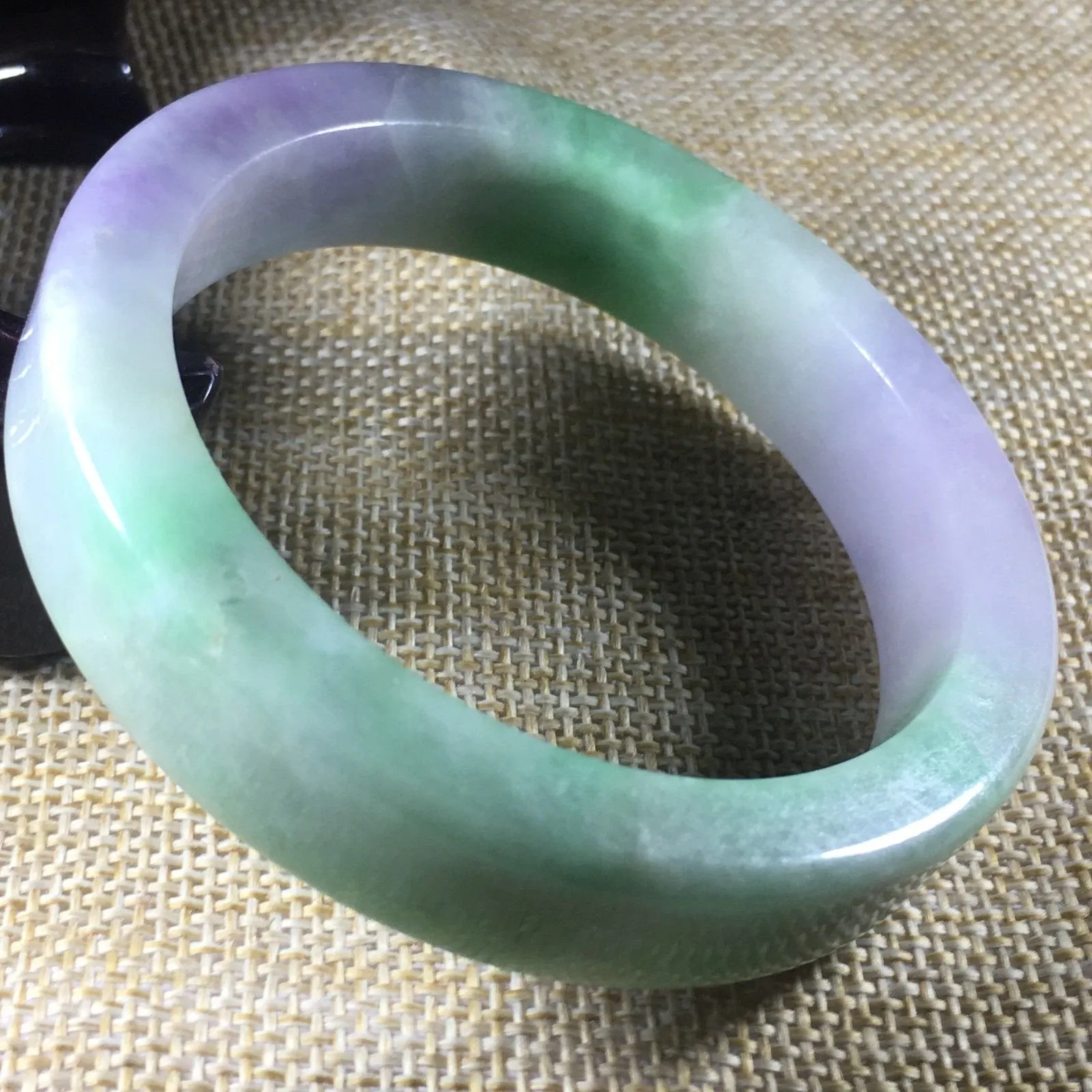 10% OFF- 57/58/59 mm Certified Natural 3 Color Jadeite Emerald A*Jade HandCarved Bangle C051