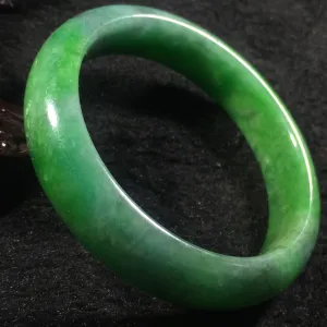 10% OFF- 57/58/59 mm Certified Natural Green Jadeite Emerald A*Jade HandCarved Bangle A064