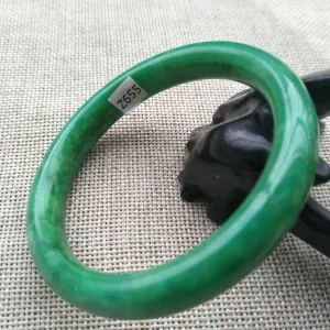 10% OFF- 57/58/59 mm Certified Natural Green Jadeite Emerald A*Jade HandCarved Round Bangle Z655