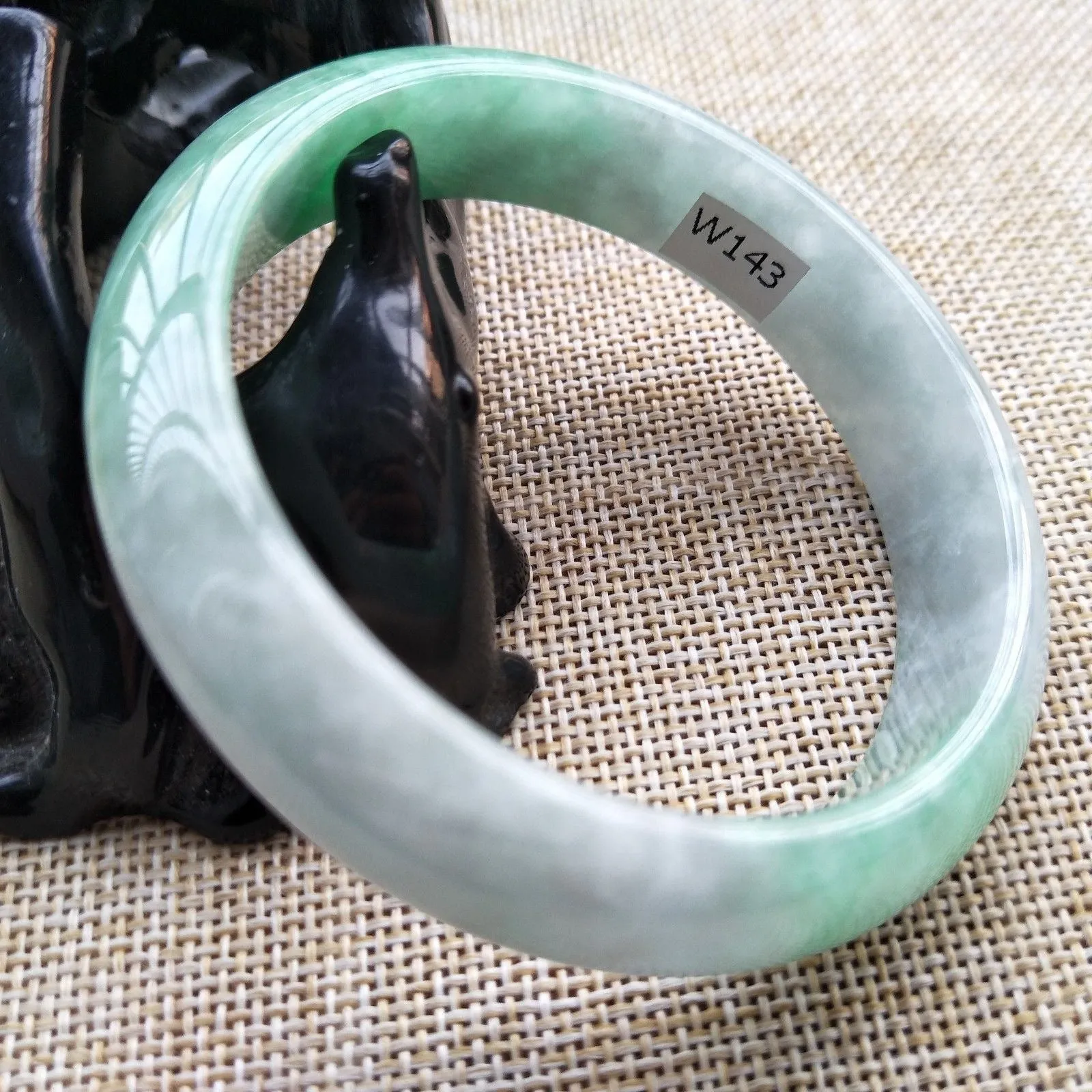 10% OFF- 57/58/59 mm Certified Natural Jadeite Emerald A Jade HandCarved Bangle W143