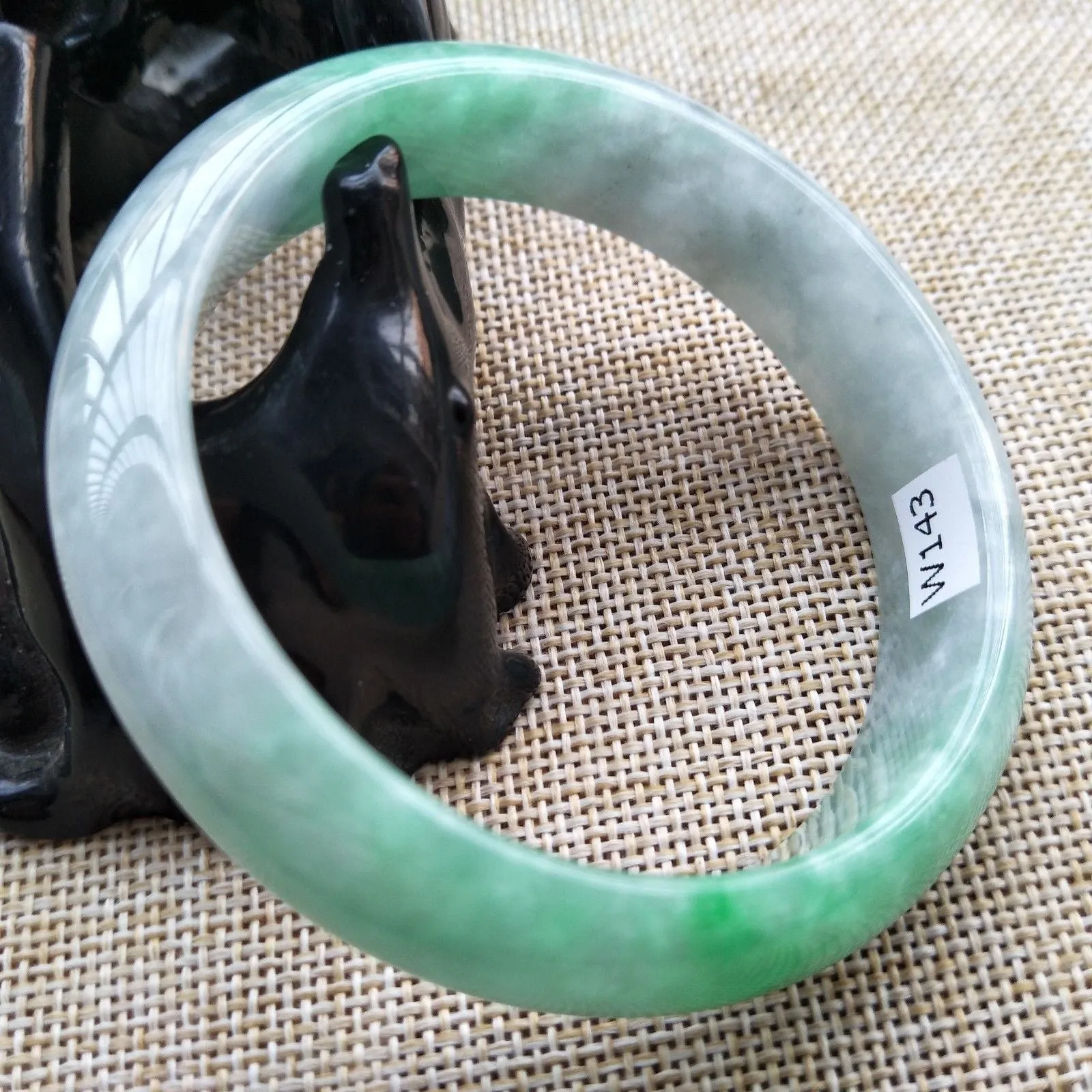 10% OFF- 57/58/59 mm Certified Natural Jadeite Emerald A Jade HandCarved Bangle W143