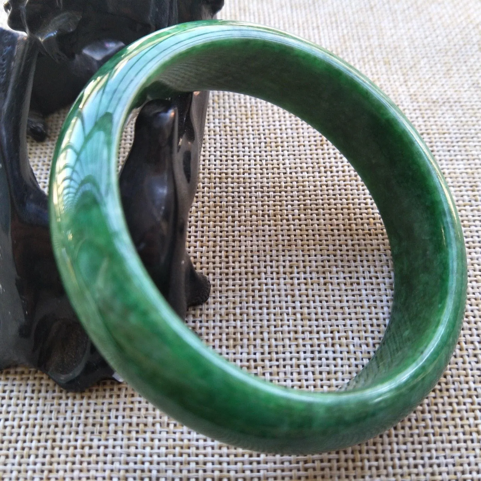 10% OFF- 57/58/59 mm Certified Natural Jadeite Emerald A Jade HandCarved Round Bracelet Bangle T804