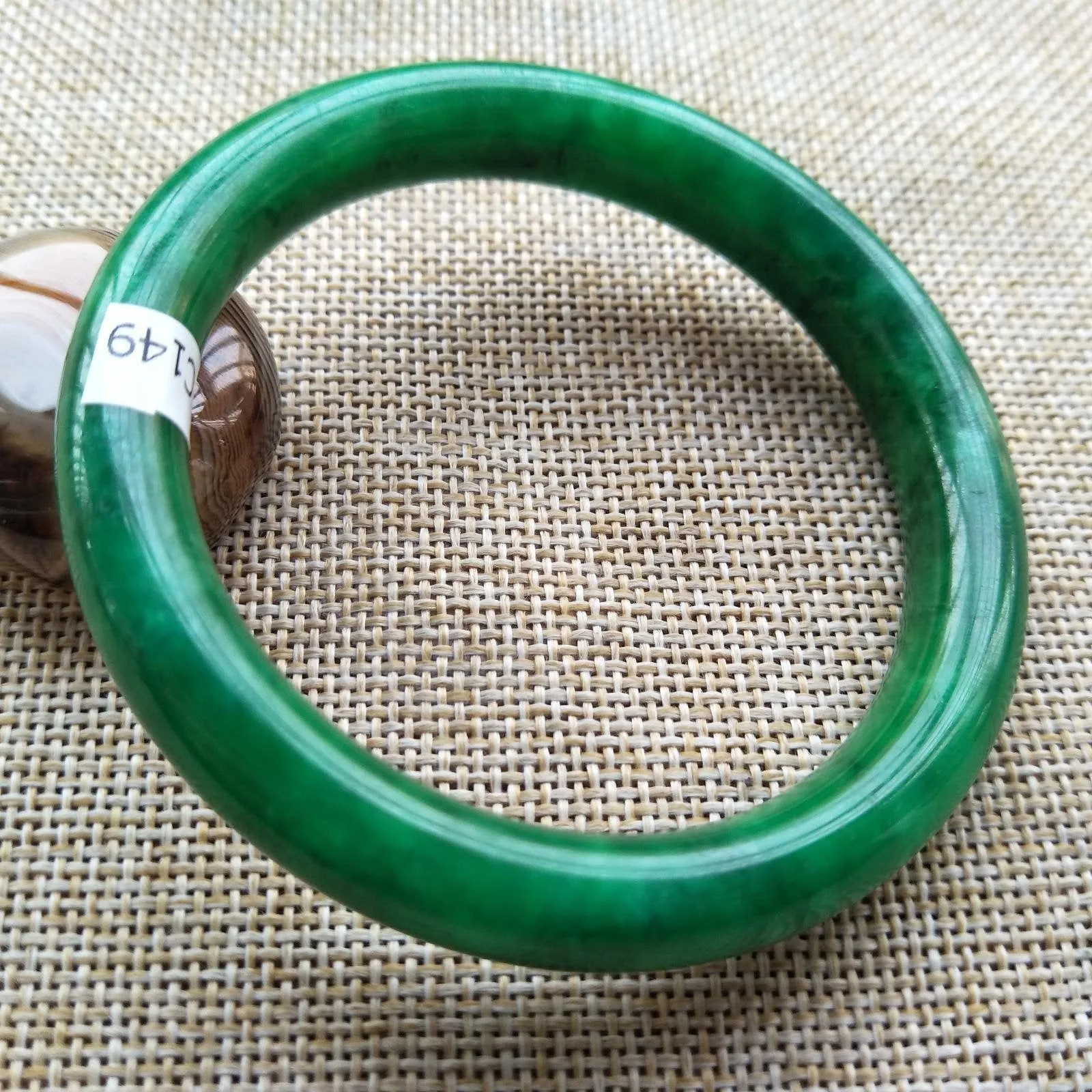 10% OFF- 57/58/59 mm Certified Natural Jadeite Emerald A*Jade Handcarved Bangle C149