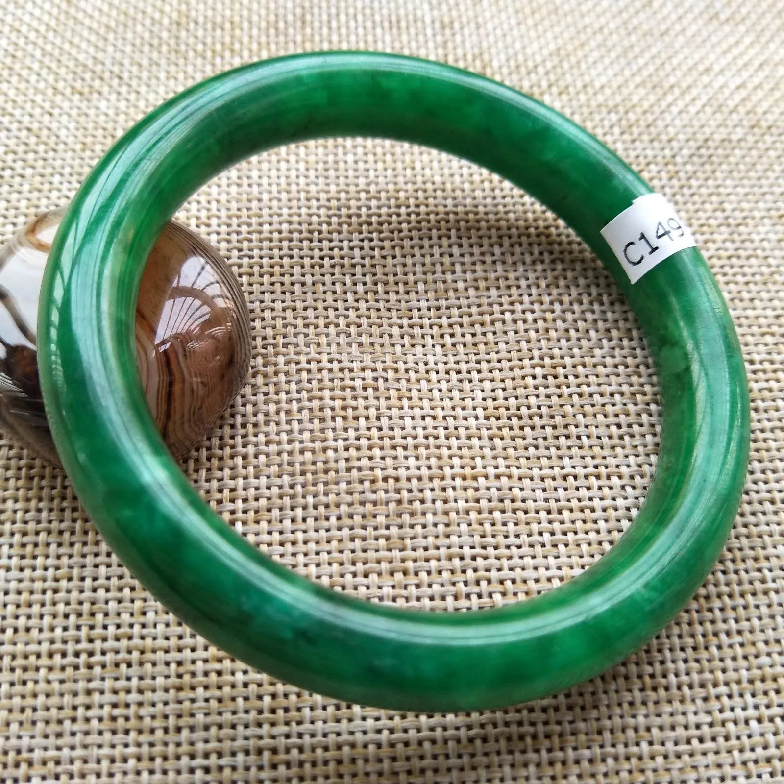 10% OFF- 57/58/59 mm Certified Natural Jadeite Emerald A*Jade Handcarved Bangle C149