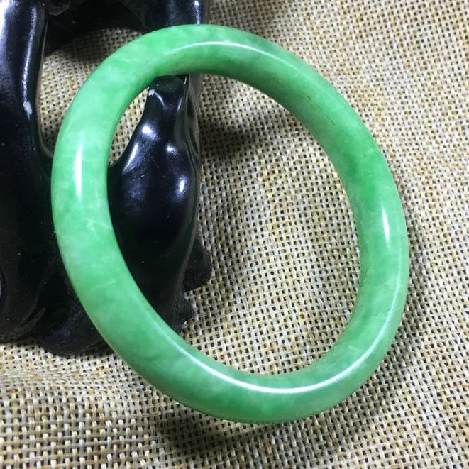 10% OFF- 57/58/59 mm Certified Natural Jadeite Emerald Jade Bangle《Grade A》A004