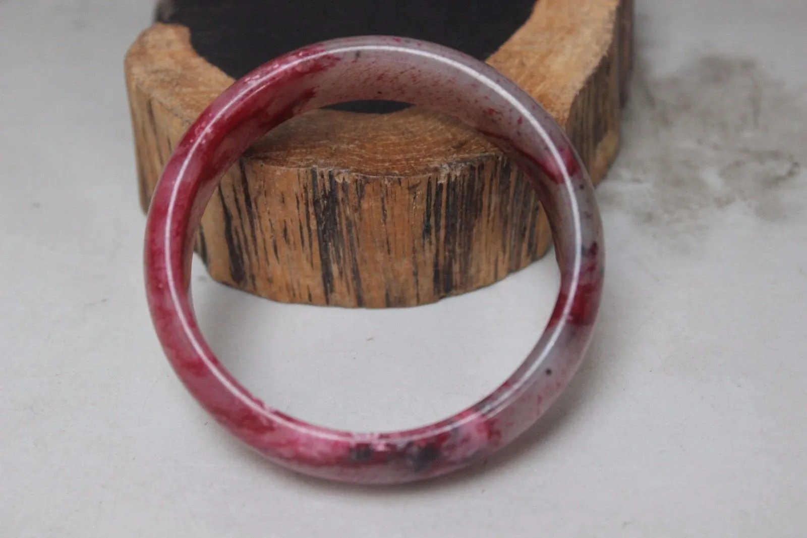10% OFF- 57/58/59 mm Certified Natural Red Emerald A*Jade Handcarved Bangle B277