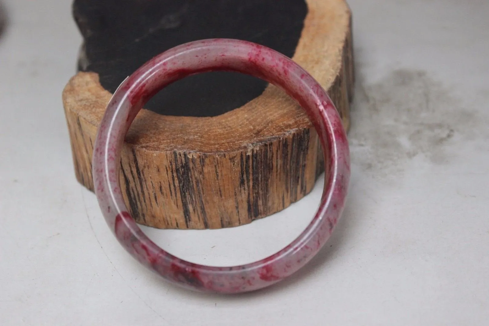 10% OFF- 57/58/59 mm Certified Natural Red Emerald A*Jade Handcarved Bangle B277