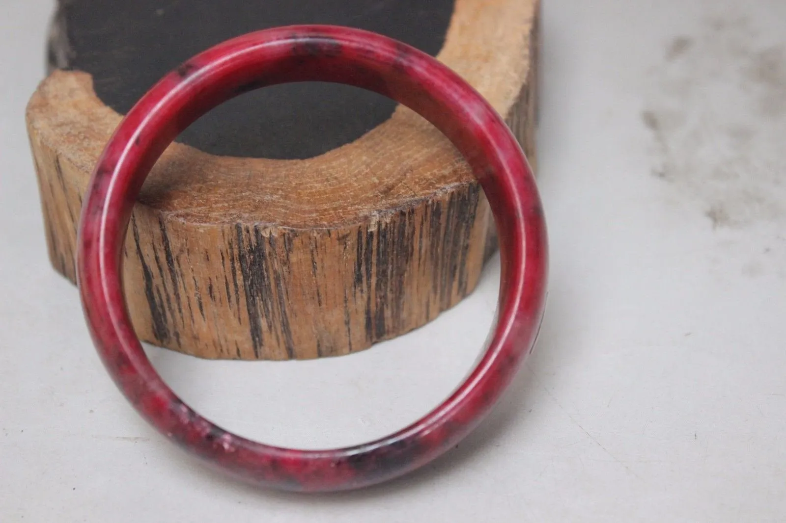 10% OFF- 57/58/59 mm Certified Natural Red Emerald A*Jade Handcarved Bangle B279