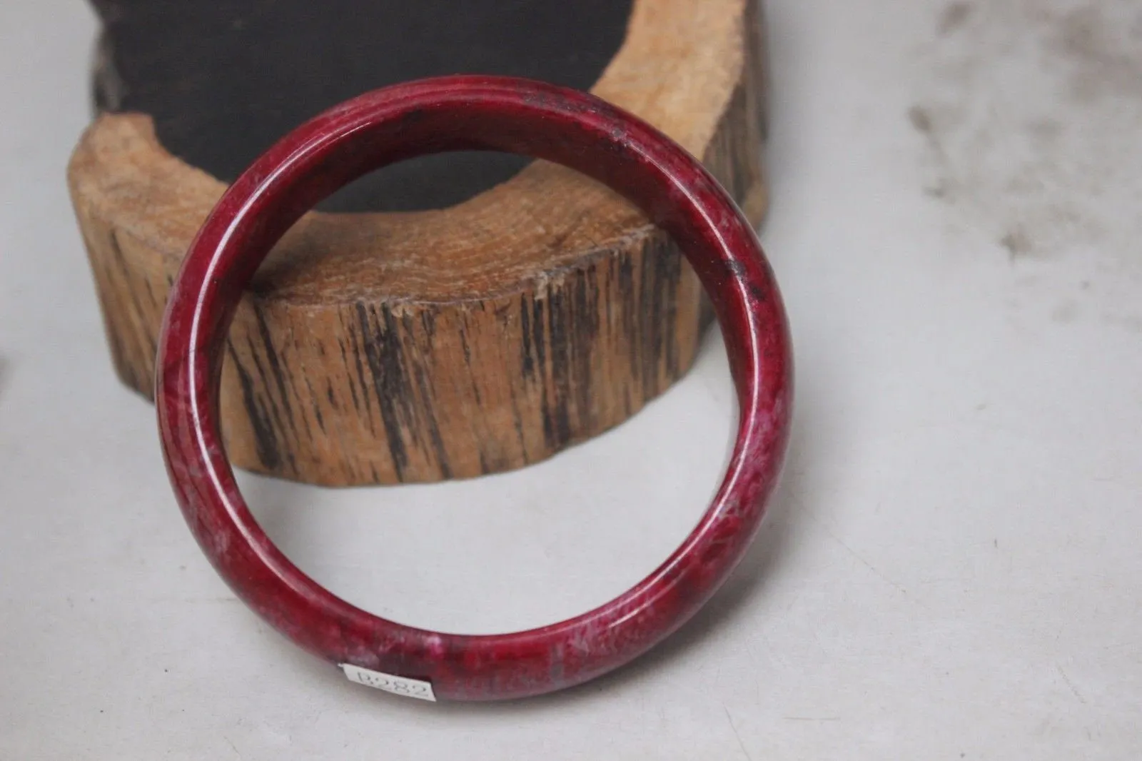 10% OFF- 57/58/59 mm Certified Natural Red Emerald A*Jade Handcarved Bangle B282