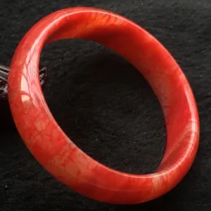 10% OFF- 57/58/59 mm Certified Natural Red Emerald A*Jade Handcarved Bangle X023
