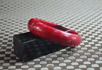10% OFF- 57/58/59 mm Certified Natural Red Peach Blossom Emerald A*Jade Handcarved Bangle Z07