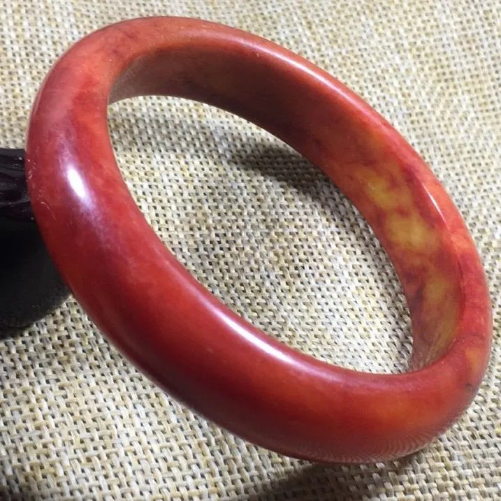 10% OFF- 57/58/59 mm Certified Natural Red Yellow Jadeite Emerald A*Jade HandCarved Ruyi Flower Bangle A1600
