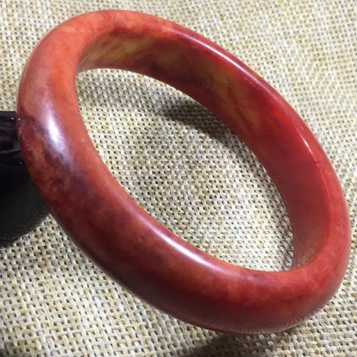 10% OFF- 57/58/59 mm Certified Natural Red Yellow Jadeite Emerald A*Jade HandCarved Ruyi Flower Bangle A1600