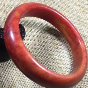 10% OFF- 57/58/59 mm Certified Natural Red Yellow Jadeite Emerald A*Jade HandCarved Ruyi Flower Bangle A1600