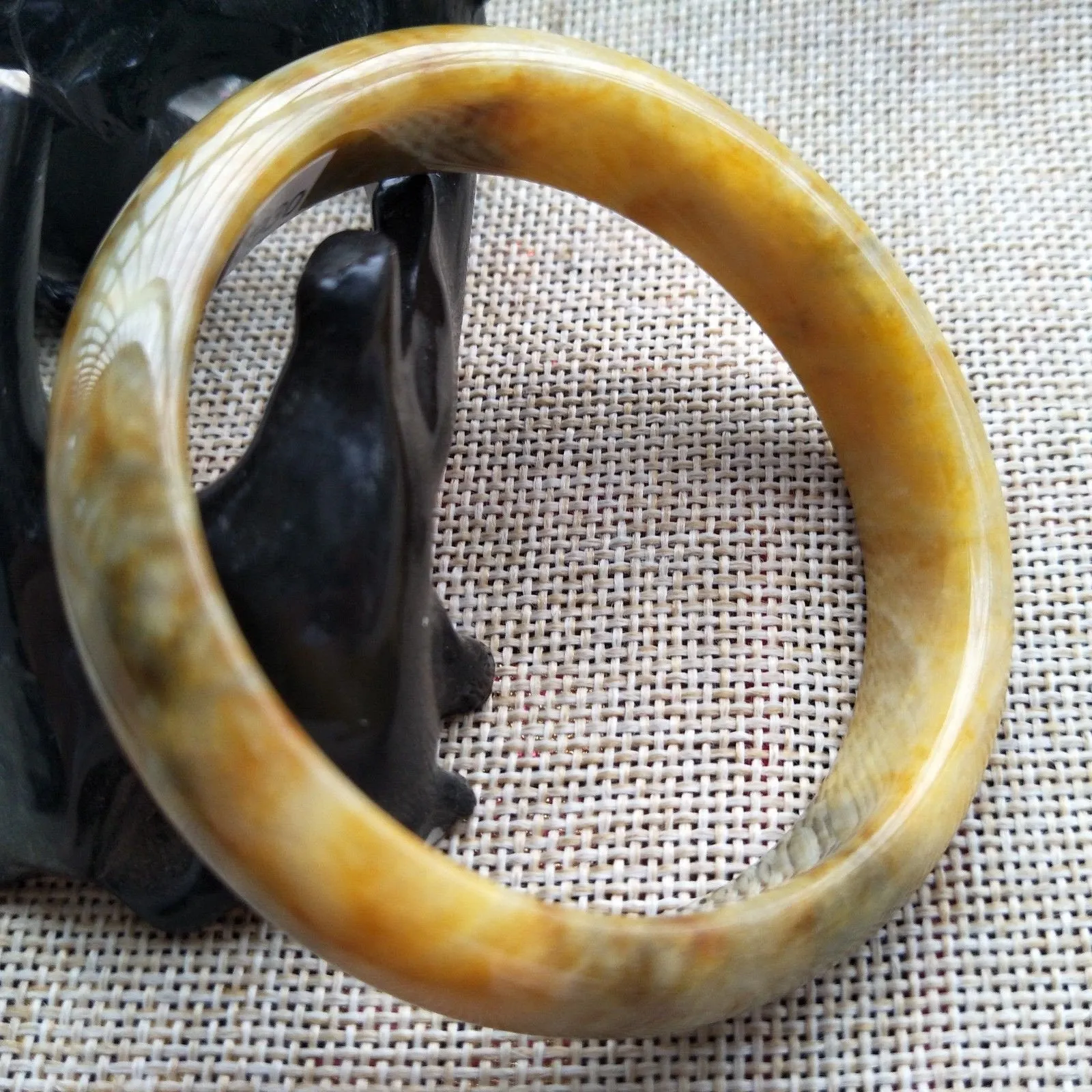 10% OFF- 57/58/59 mm Certified Natural Yellow Jadeite Emerald A*Jade HandCarved Bangle Z930