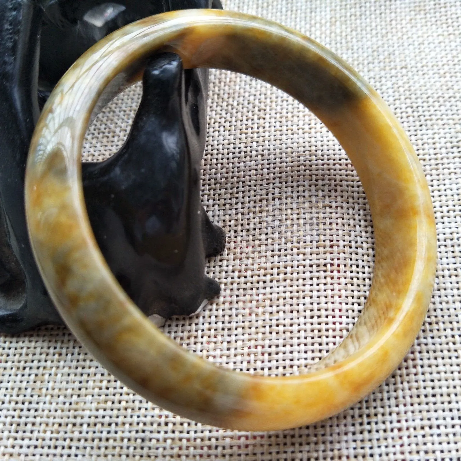 10% OFF- 57/58/59 mm Certified Natural Yellow Jadeite Emerald A*Jade HandCarved Bangle Z930