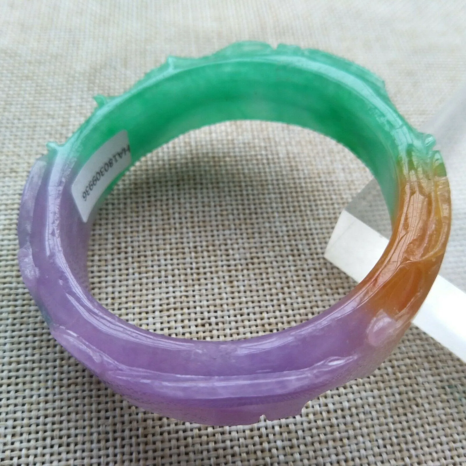 10% OFF- 57/58/59mm Certified Natural 3 Color Jadeite Emerald A Jade Handcarved Dragon Bangle HA9936