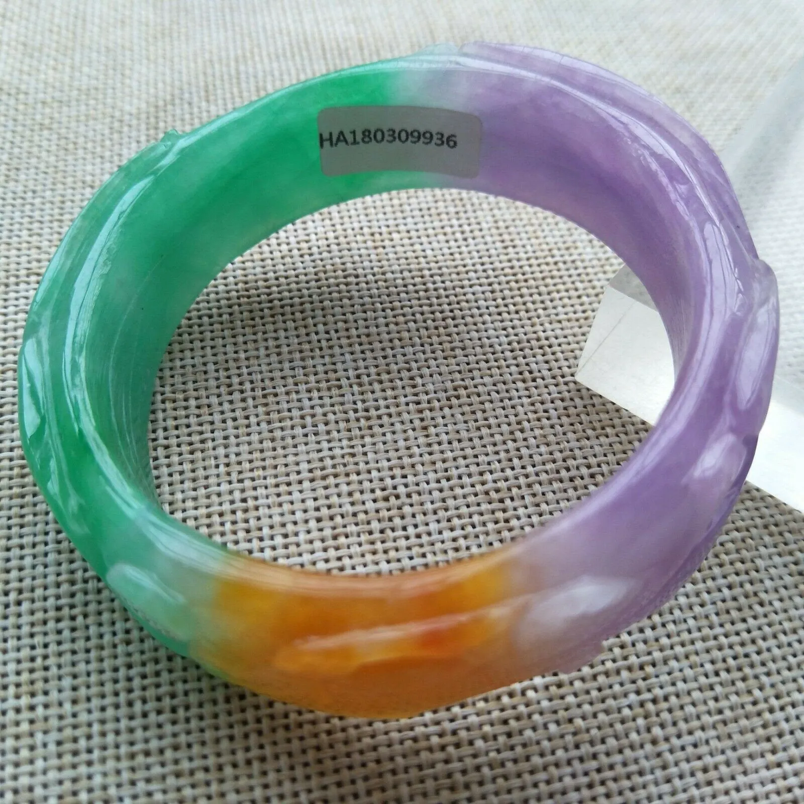 10% OFF- 57/58/59mm Certified Natural 3 Color Jadeite Emerald A Jade Handcarved Dragon Bangle HA9936