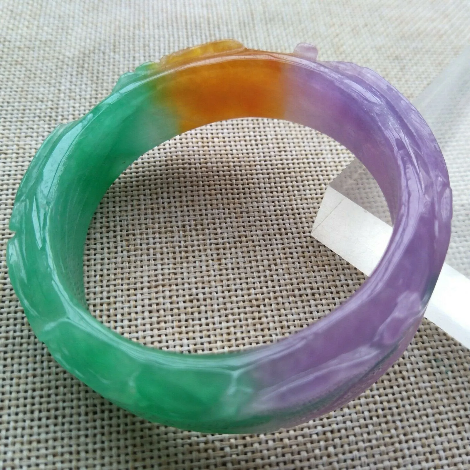 10% OFF- 57/58/59mm Certified Natural 3 Color Jadeite Emerald A Jade Handcarved Dragon Bangle HA9936