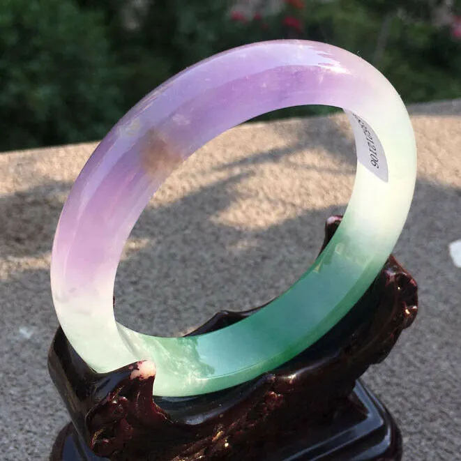 10% OFF- 57/58/59mm Certified Natural 3 Color Jadeite Emerald A*Jade HandCarved Bangle x2106